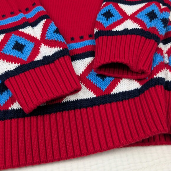 Sophie and Sam Boys 4T Fair Isle Sweater 100% Cotton Red Blue Crew Neck Pullover - Picture 5 of 8